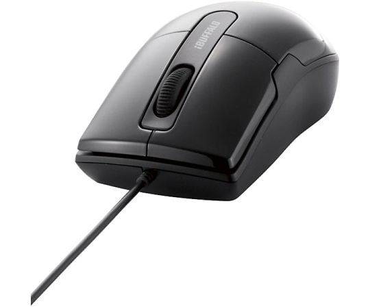 有線BlueLEDマウス　静音/3ボタン　Mサイズ　ブラック