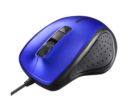 有線BlueLED光学式マウス　静音/5ボタン/DPI切り替えボタン　ブルー