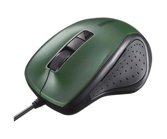有線BlueLED光学式マウス　静音/5ボタン/DPI切り替えボタン　グリーン
