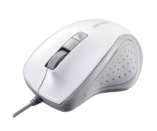 有線BlueLED光学式マウス　静音/5ボタン/DPI切り替えボタン　ホワイト