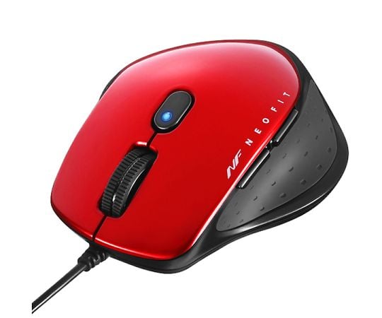 有線　BlueLED　5ボタン　NEOFITマウス　Sサイズ　レッド