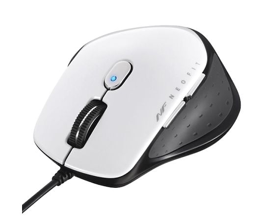 有線　BlueLED　5ボタン　NEOFITマウス　Sサイズ　ホワイト