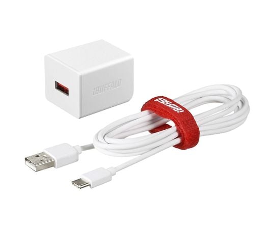 2.4A　USB急速充電器　AUTO　POWER　SELECT機能搭載　1ポートタイプ　Type-Cケーブル付　1.5m　ホワイト