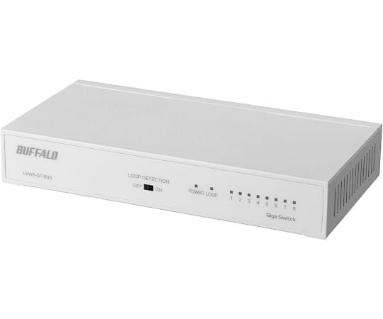 Giga　8ポート　スイッチングハブ　電源内蔵　金属筐体　マグネット付　ホワイト