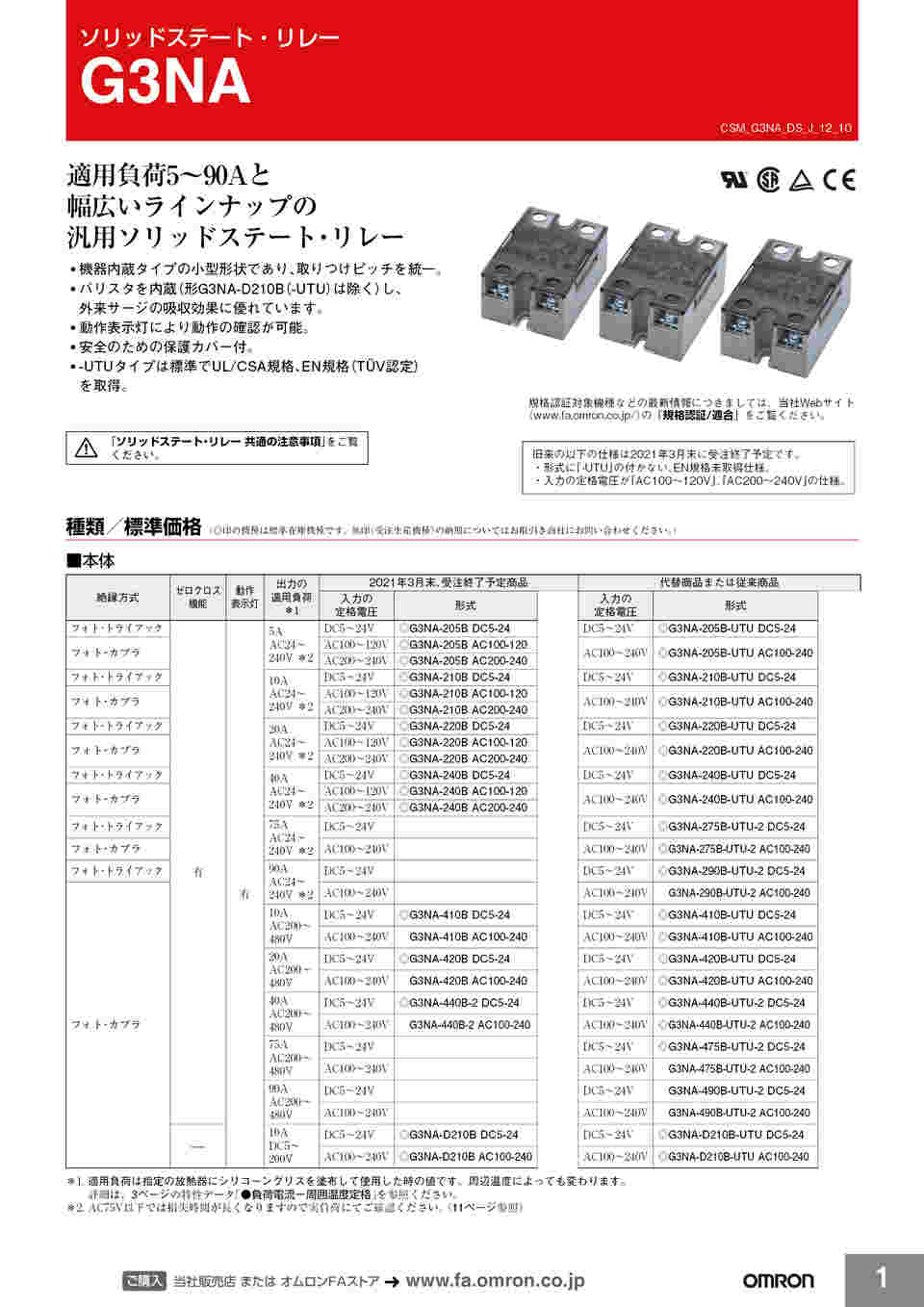 64-3894-10 ソリッドステート・リレー G3NA G3NA-220B-UTU AC100-240