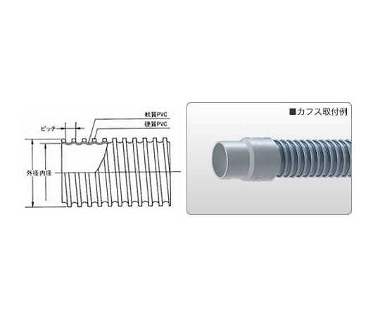 64-3904-66 TACダクトD φ75 カット 3m（切売） 21101-075 【AXEL