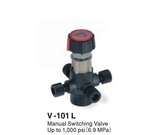 フロースイッチングバルブ　4-Position,　4-Port,　Bulkhead,　500psi(3.4MPa),　Right-Angle“L"