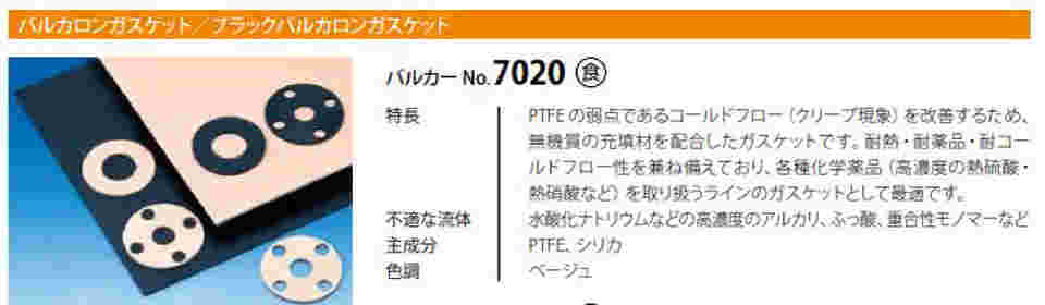 64-4038-45 バルカー 7020 20K バルカロンガスケット 2t 全面パッキン