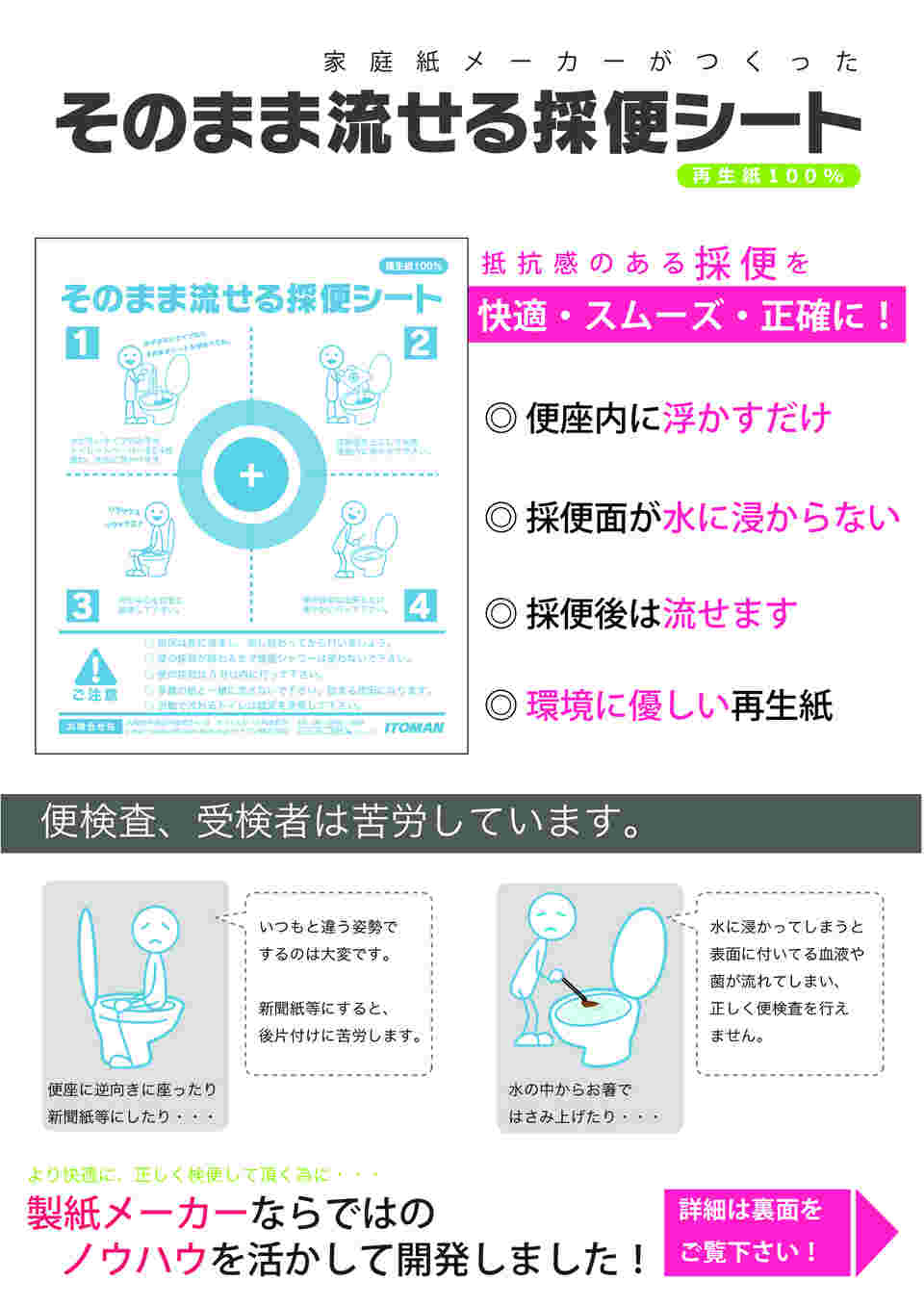 イトマン そのまま流せる採便シート1000枚入 ( 6607011 ) イトマン(株