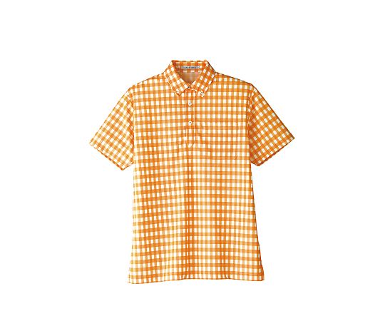 64-4091-82 チェックプリントポロシャツ オレンジ FB4523U-13 豊富なギフト S 本物新品保証