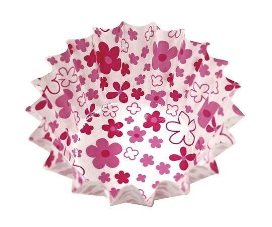 64-4201-43 紙カップ ココケース 丸型（500枚入） 小花柄 6号深 ピンク