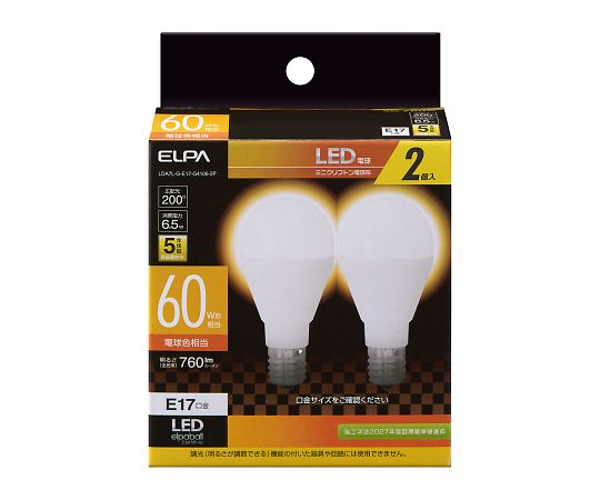 最大74%OFFクーポン 64-4373-68 LED電球 ミニクリプトン形 即納 最大半額 LDA7L-G-E17-G4106-2P