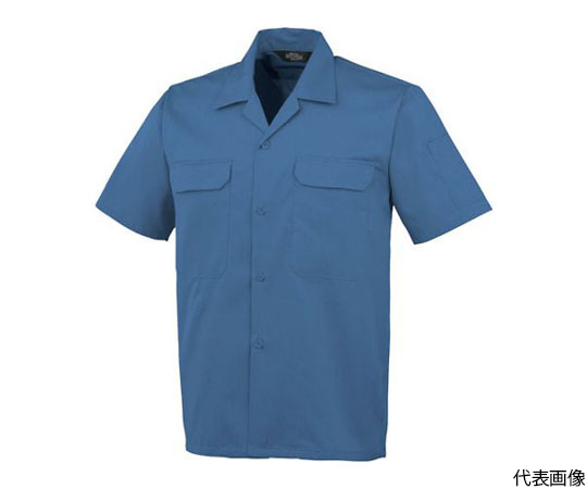 64-4445-72 開襟半袖シャツA-6657 6 ブルー 保障 A-6657-6-5L 全商品オープニング価格 5L