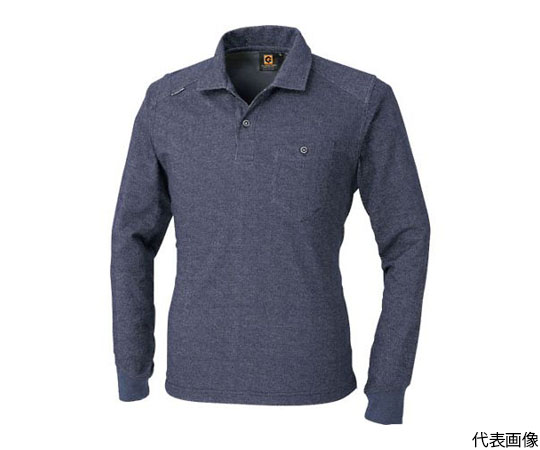 デニムフィール長袖ポロ　インディゴ　Mサイズ