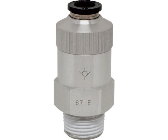 チェックバルブ　ストレート　オネジ側入力チューブ10ネジR1/2