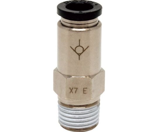 チェックバルブ　ストレート　オネジ側入力チューブ8ネジR1/4