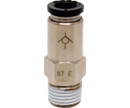 チェックバルブ　ストレート　オネジ側出力チューブ8ネジR1/4