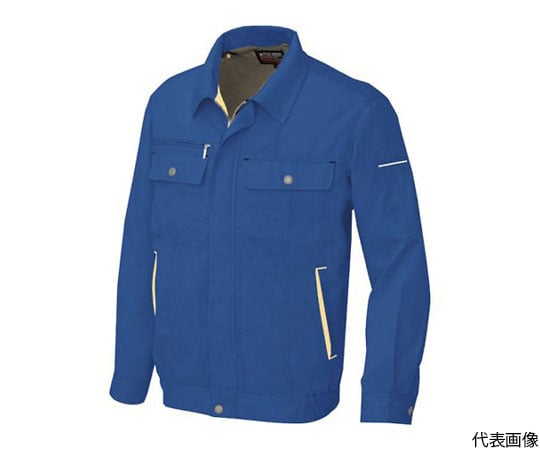 長袖サマーブルゾン（男女兼用）　ロイヤルブルー×イエロー　6L