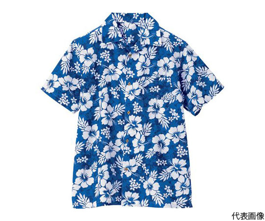 アロハシャツ（ハイビスカス）（男女兼用）　ブルー　S