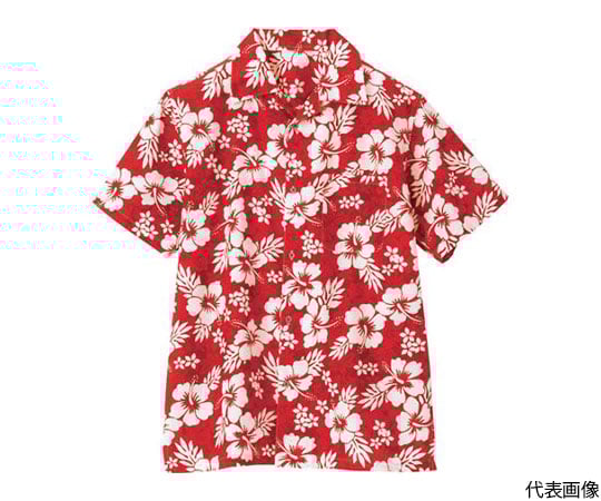 アロハシャツ（ハイビスカス）（男女兼用）　レッド　LL