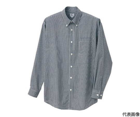 長袖ギンガムチェックボタンダウンシャツ（男女兼用） ブラック L 7824-010-L
