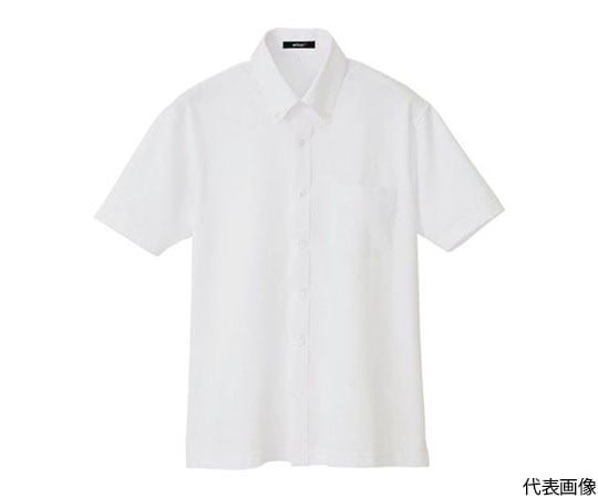 半袖ニットボタンダウンシャツ（男女兼用）　ホワイト　L