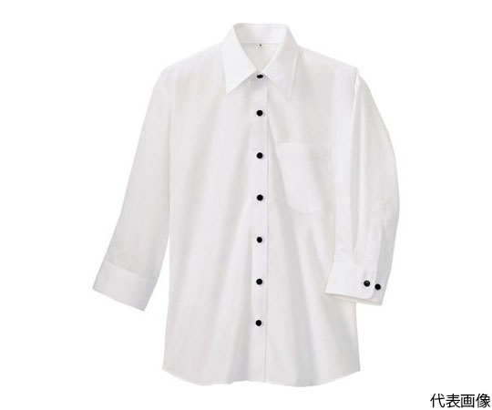 七分袖シャツ（男女兼用）　ホワイト　LL
