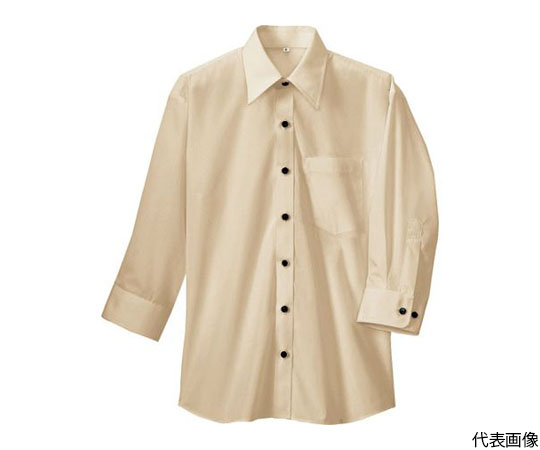 七分袖シャツ（男女兼用）　ベージュ　L