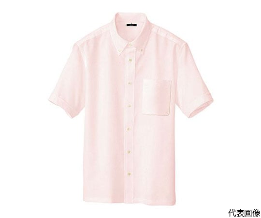 最適な材料 64-4957-80 半袖ボタンダウンシャツ 男女兼用 ピンク LL 8054-060-LL 本物品質の