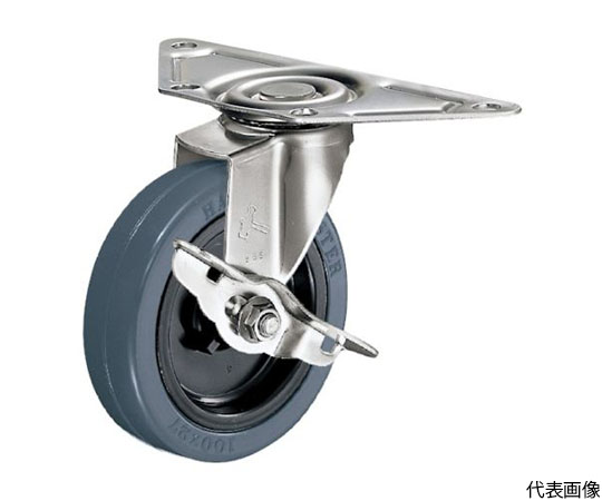 オールステンレスコーナーE型自在SP付　グレーゴム車100mm
