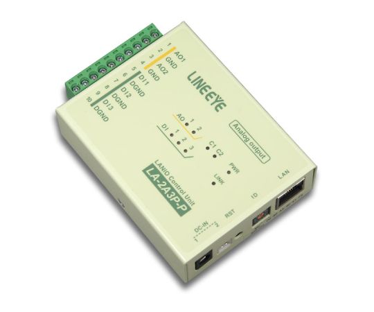 LAN接続型IOユニット　アナログ出力2点/ドライ接点入力3点　LA-2A3P-P