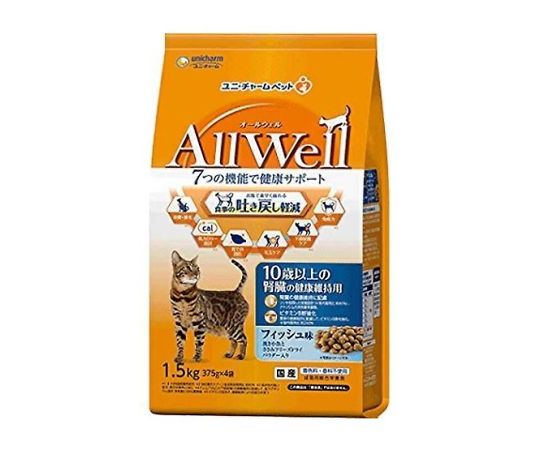 AllWell10歳以上の腎臓の健康維持用フィッシュ味挽き小魚とささみフリーズドライパウダー入り1.5kg 64846