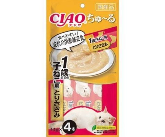 CIAO　ちゅ～る　1歳までの子ねこ用　とりささみ　14g×4本
