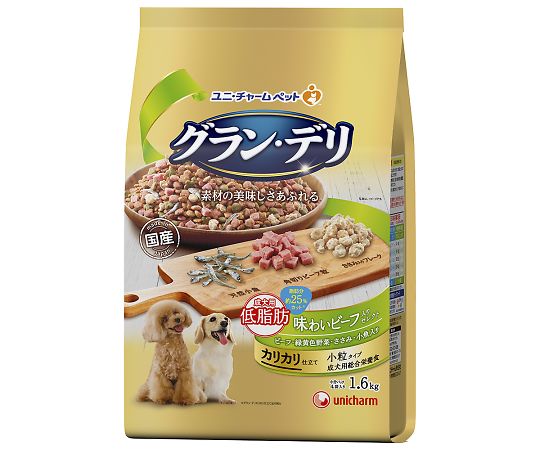 グランデリ　カリカリ仕立て　成犬用　低脂肪　味わいビーフ入りセレクト　1.6kg