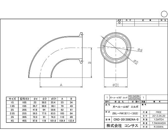 片ヘルールエルボ　（316L）　4S