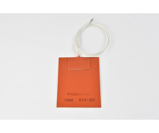 【シロキサン対策品】シリコンラバーヒーター100V　60W　75mm×100mm　リード線300mm両面テープ（耐熱200℃）付き