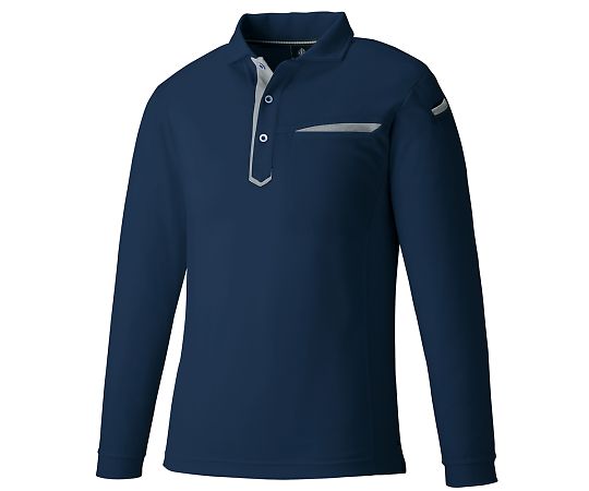 切りポケ長袖ポロ（ペン差し）　3685　ネイビー　5L　KNGシリーズ