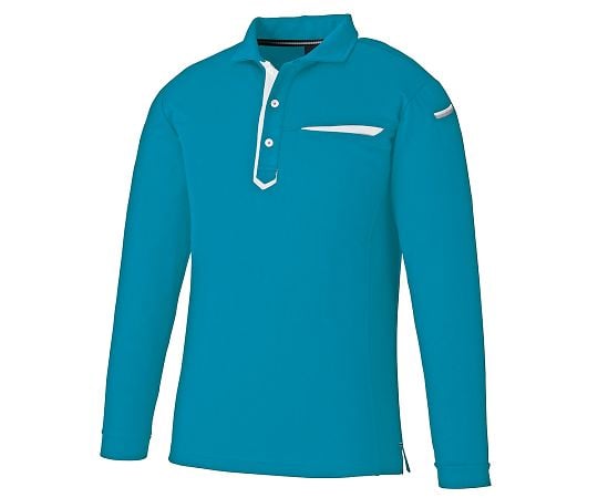 切りポケ長袖ポロ（ペン差し）　3685　ターコイズ　S　KNGシリーズ