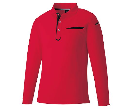切りポケ長袖ポロ（ペン差し）　3685　レッド　SS　KNGシリーズ