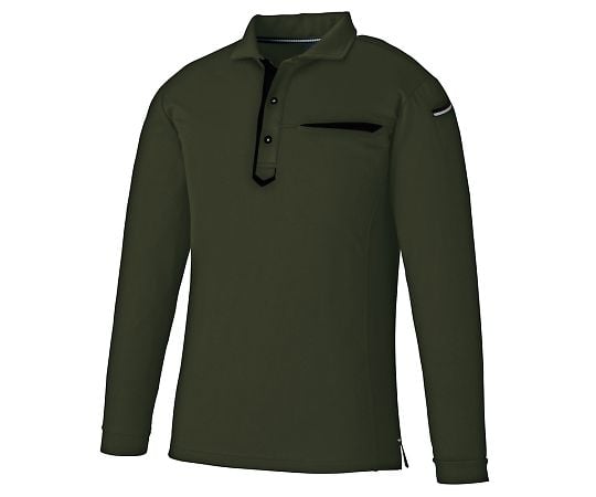 切りポケ長袖ポロ（ペン差し）　3685　アーミーグリーン　M　KNGシリーズ