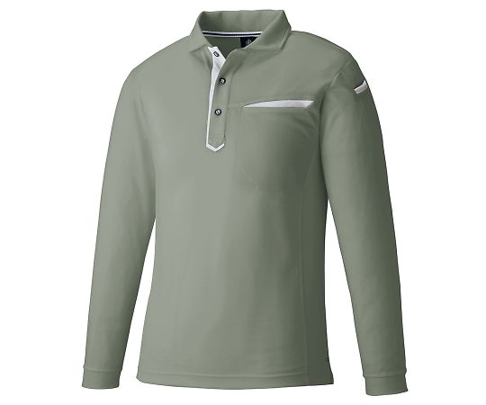 切りポケ長袖ポロ（ペン差し）　3685　グレー　M　KNGシリーズ