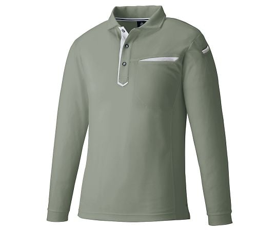 切りポケ長袖ポロ（ペン差し）　3685　グレー　L　KNGシリーズ