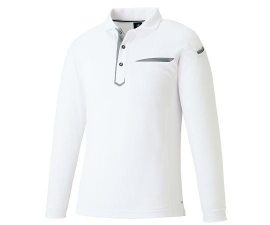 切りポケ長袖ポロ（ペン差し）　3685　ホワイト　SS　KNGシリーズ