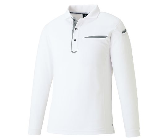 切りポケ長袖ポロ（ペン差し）　3685　ホワイト　4L　KNGシリーズ