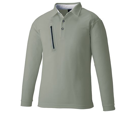 ファスナーポケット長袖ポロ　3675　グレー　6L　KNGシリーズ