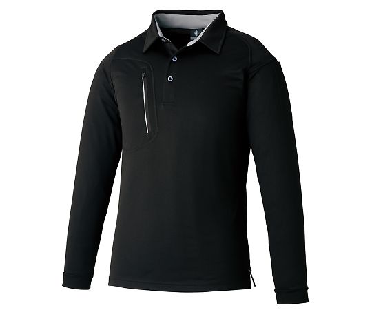 ファスナーポケット長袖ポロ　3675　ブラック　LL　KNGシリーズ