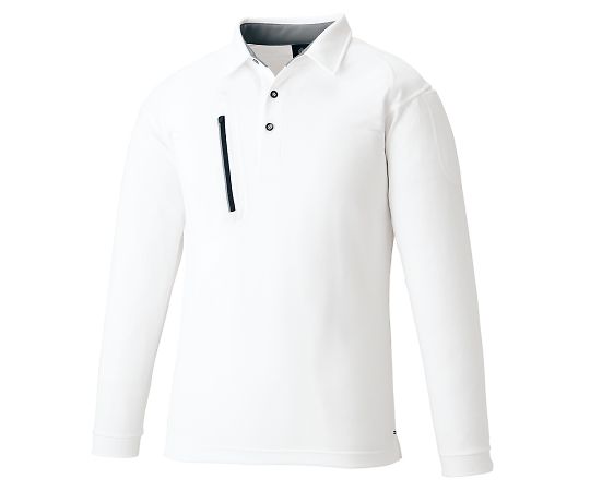 ファスナーポケット長袖ポロ　3675　ホワイト　M　KNGシリーズ