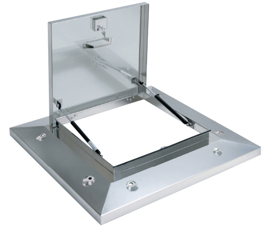 鍵付らくらくハッチ　ガスクッション式　600mm角　穴付　ステンレス