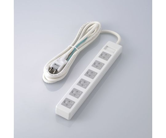 3pinタップ　ホコリシャッター付　6個口　2.5m　ホワイト