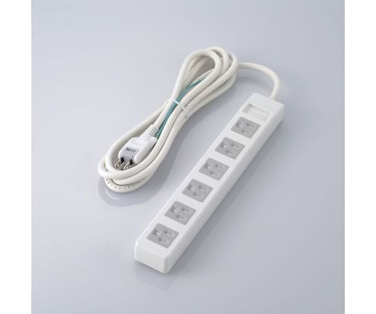 3pinタップ　マグネット付　ホコリシャッター付　6個口　2.5m　ホワイト